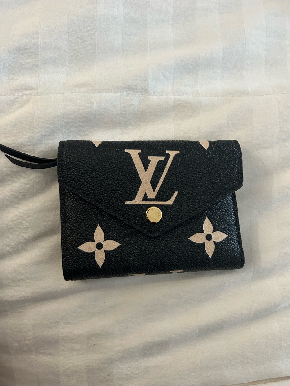 Louis Vuitton Victorine Black Wallet with Beige Monogram Accents